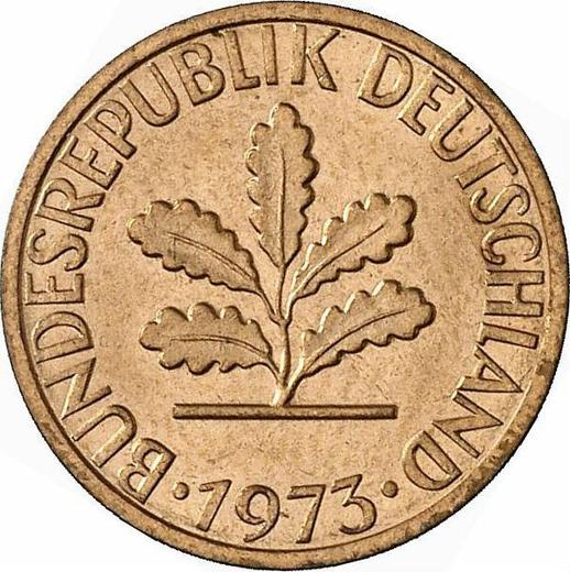 Reverso 1 Pfennig 1973 J - valor de la moneda  - Alemania, RFA
