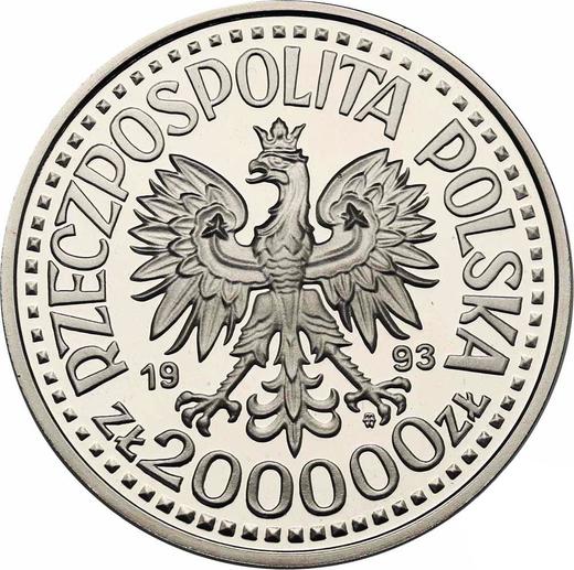 Аверс монеты - 200000 злотых 1993 года MW ET "Казимир IV Ягеллончик" Погрудный портрет - цена серебряной монеты - Польша, III Республика до деноминации