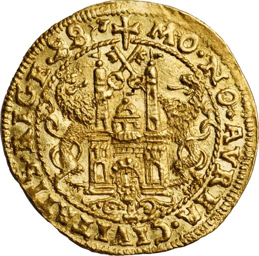 Rewers monety - Dukat 1599 "Ryga" - cena złotej monety - Polska, Zygmunt III