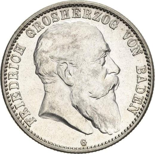 Аверс монеты - 2 марки 1903 года G "Баден" - цена серебряной монеты - Германия, Германская Империя