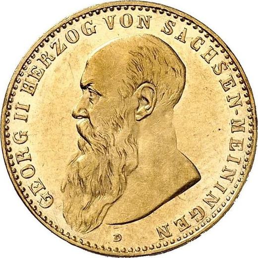 Аверс монеты - 10 марок 1909 года D "Саксен-Мейнинген" - цена золотой монеты - Германия, Германская Империя