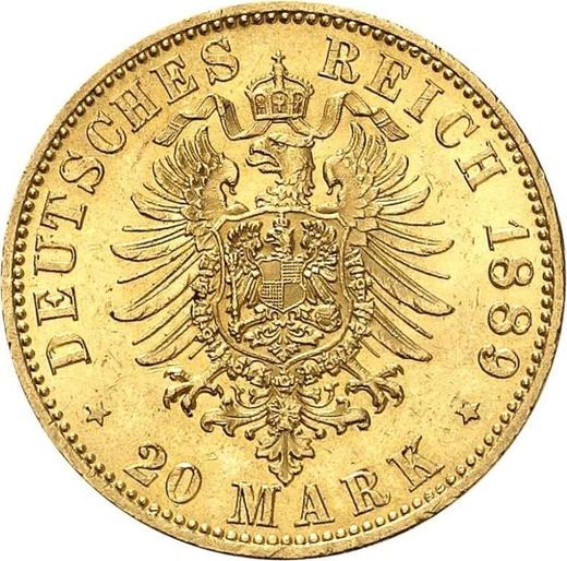 Реверс монеты - 20 марок 1889 года A "Пруссия" - цена золотой монеты - Германия, Германская Империя