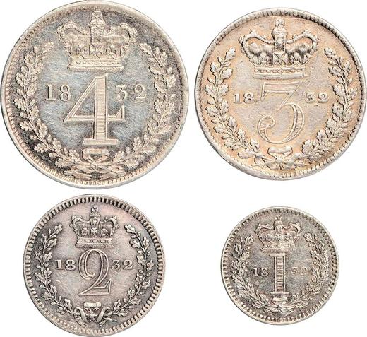 Reverso Maundy / juego 1832 "Maundy" - valor de la moneda de plata - Gran Bretaña, Guillermo IV