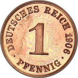 Аверс монеты - 1 пфенниг 1906 года A "Тип 1890-1916" - цена  монеты - Германия, Германская Империя
