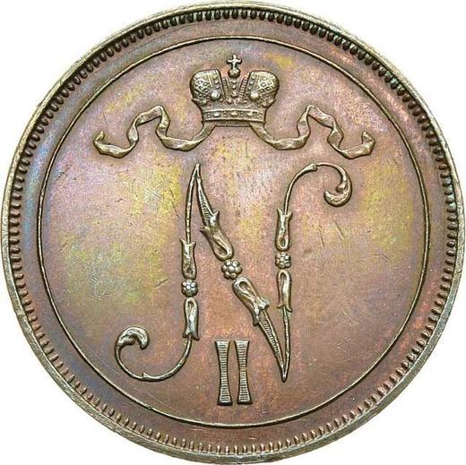 Аверс монеты - 10 пенни 1898 года - цена  монеты - Финляндия, Великое княжество