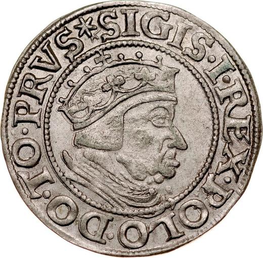 Аверс монеты - 1 грош 1537 года "Гданьск" - цена серебряной монеты - Польша, Сигизмунд I Старый
