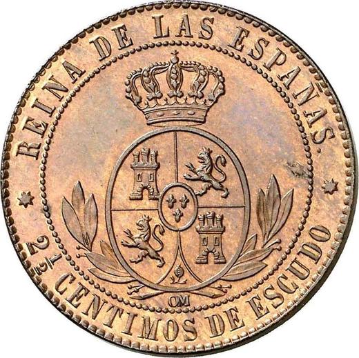 Revers 2 1/2 Centimos de Escudo 1867 OM Sieben spitze Sterne - Münze Wert - Spanien, Isabella II