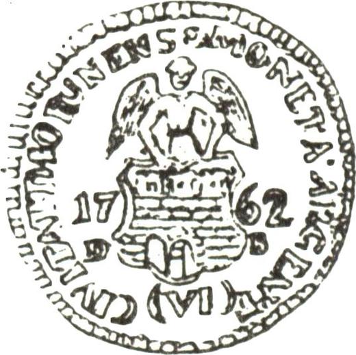 Rewers monety - Szóstak 1762 DB "Toruński" - cena srebrnej monety - Polska, August III