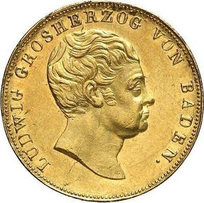 Аверс монеты - 10 гульденов 1821 года - цена золотой монеты - Баден, Людвиг I