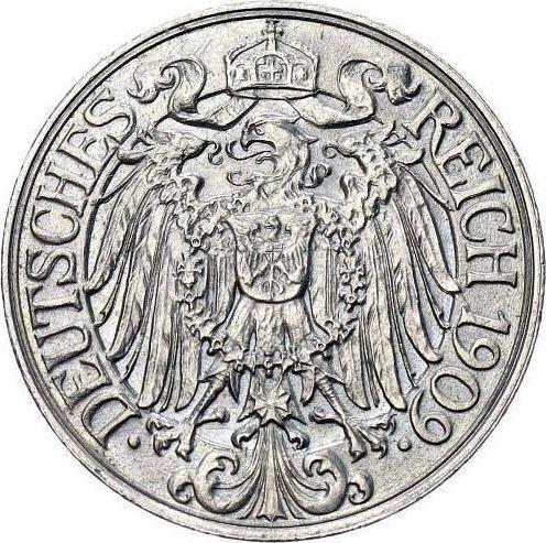Rewers monety - 25 fenigów 1909 D "Typ 1909-1912" - cena  monety - Niemcy, Cesarstwo Niemieckie