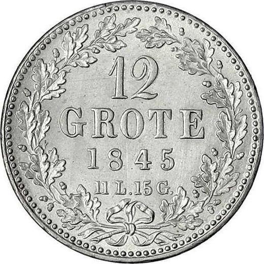 Реверс монеты - 12 гротенов 1845 года - цена серебряной монеты - Бремен, Вольный ганзейский город