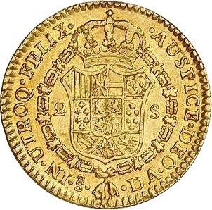 Reverso 2 escudos 1798 So DA - valor de la moneda de oro - Chile, Carlos IV