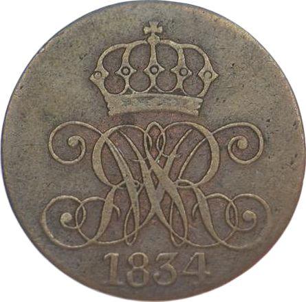 Obverse 1 Pfennig 1834 A "Type 1831-1835" -  Coin Value - Hanover, William IV