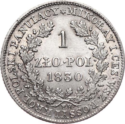 Rewers monety - 1 złoty 1830 FH - cena srebrnej monety - Polska, Królestwo Kongresowe