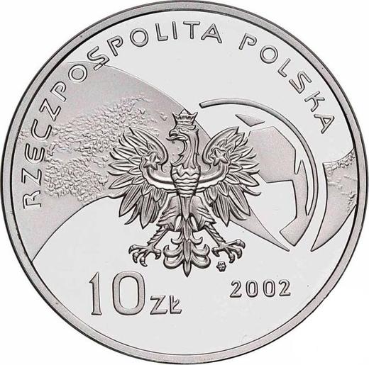Аверс монеты - 10 злотых 2002 года MW RK "Чемпионат мира по футболу 2002" - цена серебряной монеты - Польша, III Республика после деноминации