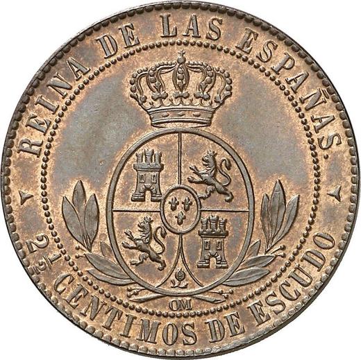 Revers 2 1/2 Centimos de Escudo 1867 OM Drei spitze Sterne - Münze Wert - Spanien, Isabella II