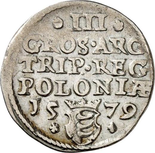 Rewers monety - Trojak 1579 "Duża głowa" - cena srebrnej monety - Polska, Stefan Batory