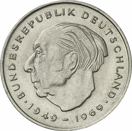 Аверс монеты - 2 марки 1972 года D "Теодор Хойс" - цена  монеты - Германия, ФРГ