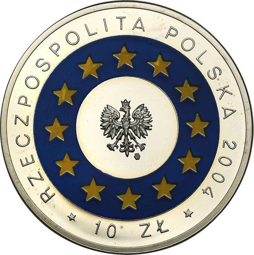 Anverso 10 eslotis 2004 MW "Adhesión de Polonia a la Unión Europea" - valor de la moneda de plata - Polonia, República moderna
