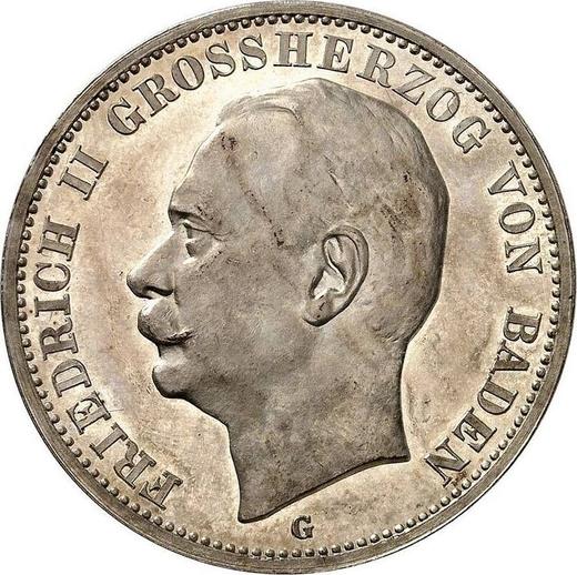 Аверс монеты - 3 марки 1912 года G "Баден" - цена серебряной монеты - Германия, Германская Империя