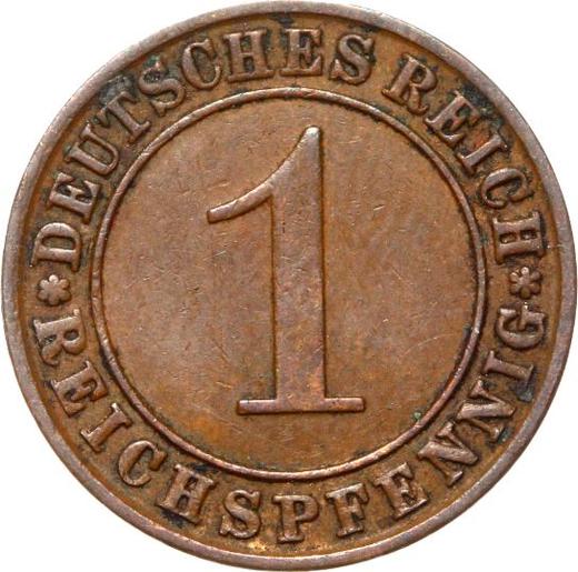 Аверс монеты - 1 рейхспфенниг 1934 года J - цена  монеты - Германия, Bеймарская республика