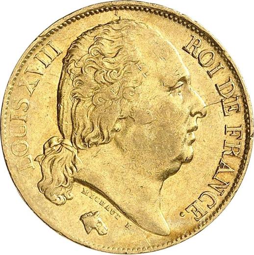 Obverse 20 Francs 1824 MA "Type 1816-1824" Marseille - France, Louis XVIII