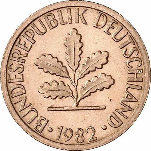 Reverso 1 Pfennig 1982 F - valor de la moneda  - Alemania, RFA