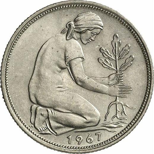 Реверс монеты - 50 пфеннигов 1967 года D - цена  монеты - Германия, ФРГ