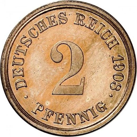 Anverso 2 Pfennige 1908 F "Tipo 1904-1916" - valor de la moneda  - Alemania, Imperio alemán