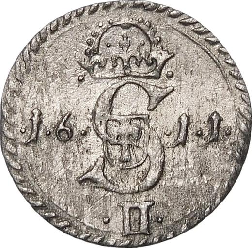 Аверс монеты - Двойной денарий 1611 года "Литва" - цена серебряной монеты - Польша, Сигизмунд III Ваза