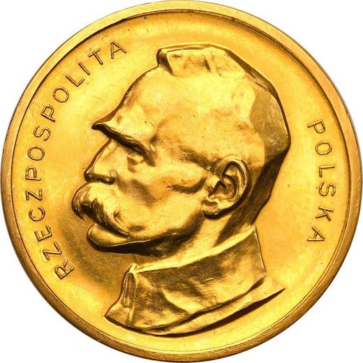 Reverso Pruebas 100 marcos 1922 "Józef Piłsudski" Oro - valor de la moneda de oro - Polonia, Segunda República