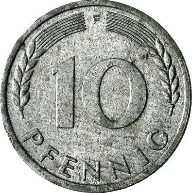 Аверс монеты - 10 пфеннигов 1950 года F Цинк - цена  монеты - Германия, ФРГ
