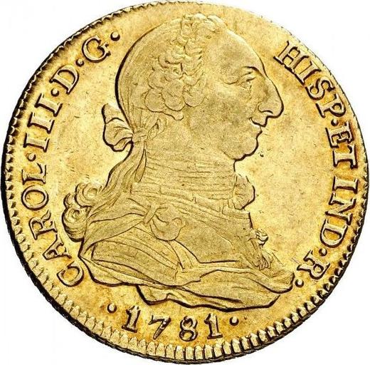 Avers 4 Escudos 1781 S CF - Goldmünze Wert - Spanien, Karl III