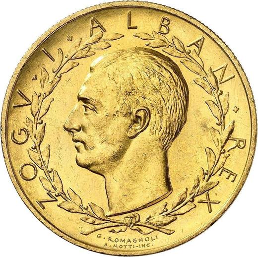Awers monety - Próba 100 franga ari 1928 R PROVA - cena złotej monety - Albania, Ahmed ben Zogu