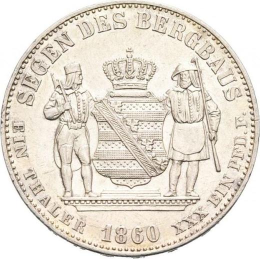Reverso Tálero 1860 B "Minero" - valor de la moneda de plata - Sajonia, Juan