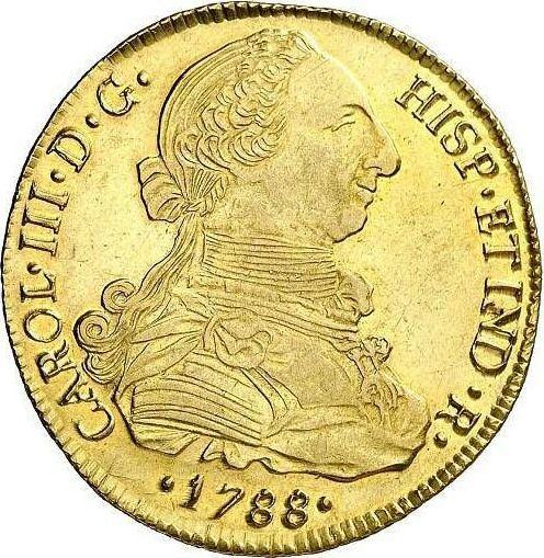 Anverso 8 escudos 1788 PTS PR - valor de la moneda de oro - Bolivia, Carlos III