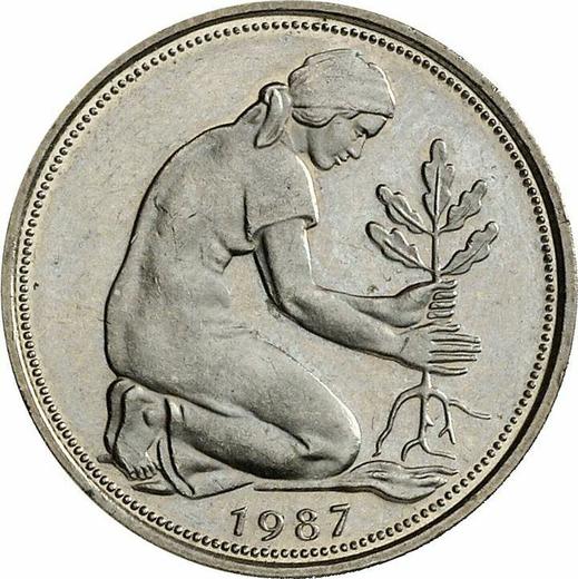 Reverse 50 Pfennig 1987 D -  Coin Value - Germany, FRG