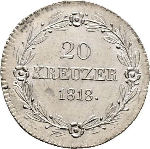 Reverso 20 Kreuzers 1818 W - valor de la moneda de plata - Wurtemberg, Guillermo I