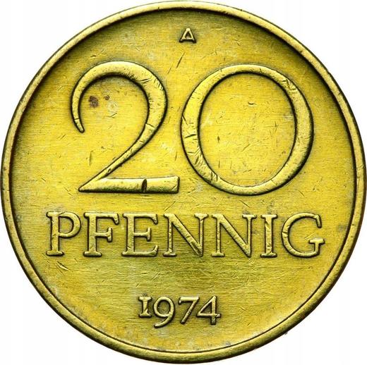 Аверс монеты - 20 пфеннигов 1974 года A - цена  монеты - Германия, ГДР