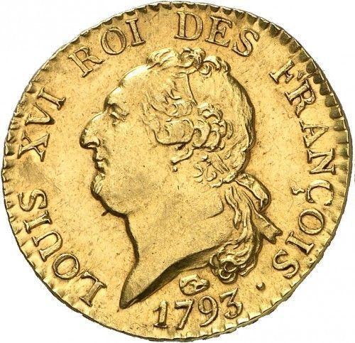 Obverse Louis d'Or 1793 M Toulouse - France, Louis XVI