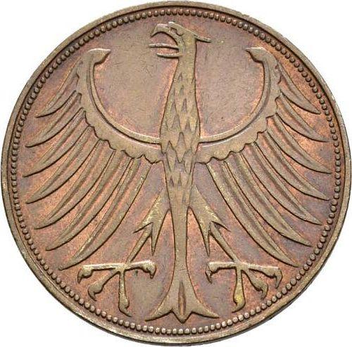 Rewers monety - 5 marek 1951 F Miedziowanie - cena srebrnej monety - Niemcy, RFN