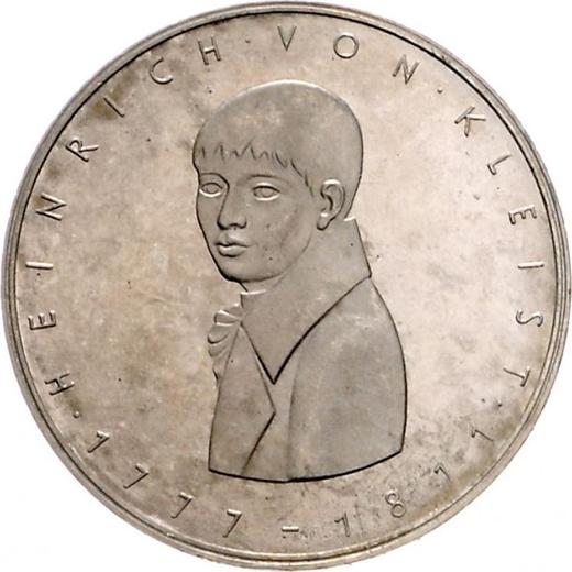 Anverso 5 marcos 1977 G "Heinrich von Kleist" Peso pequeño - valor de la moneda de plata - Alemania, RFA