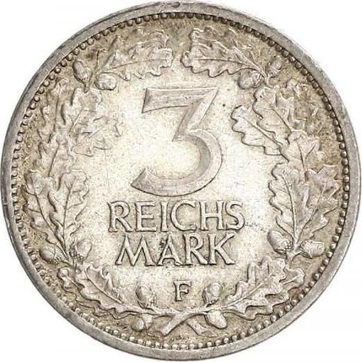Reverso 3 Reichsmarks 1932 F - valor de la moneda de plata - Alemania, República de Weimar
