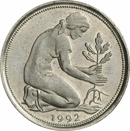 Реверс монеты - 50 пфеннигов 1992 года F - цена  монеты - Германия, ФРГ