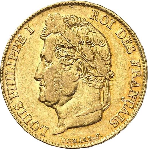 Obverse 20 Francs 1840 W "Type 1832-1848" Lille - France, Louis Philippe I