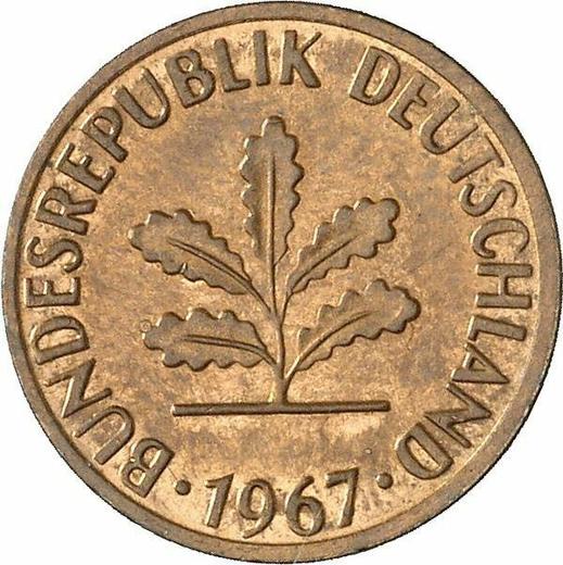 Реверс монеты - 1 пфенниг 1967 года F - цена  монеты - Германия, ФРГ