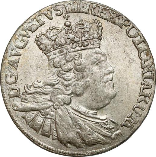 Аверс монеты - Шестак (6 грошей) 1756 года EC "Коронный" - цена серебряной монеты - Польша, Август III