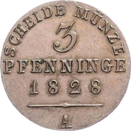 Reverso 3 Pfennige 1828 A - valor de la moneda  - Prusia, Federico Guillermo III