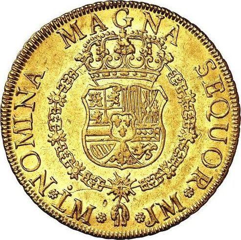 Revers 8 Escudos 1762 LM JM - Goldmünze Wert - Peru, Karl III