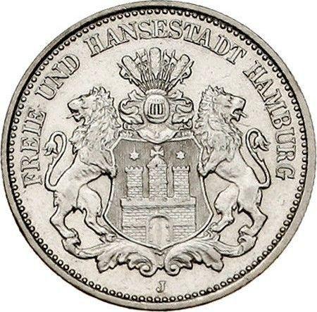 Anverso 2 marcos 1893 J "Hamburg" - valor de la moneda de plata - Alemania, Imperio alemán